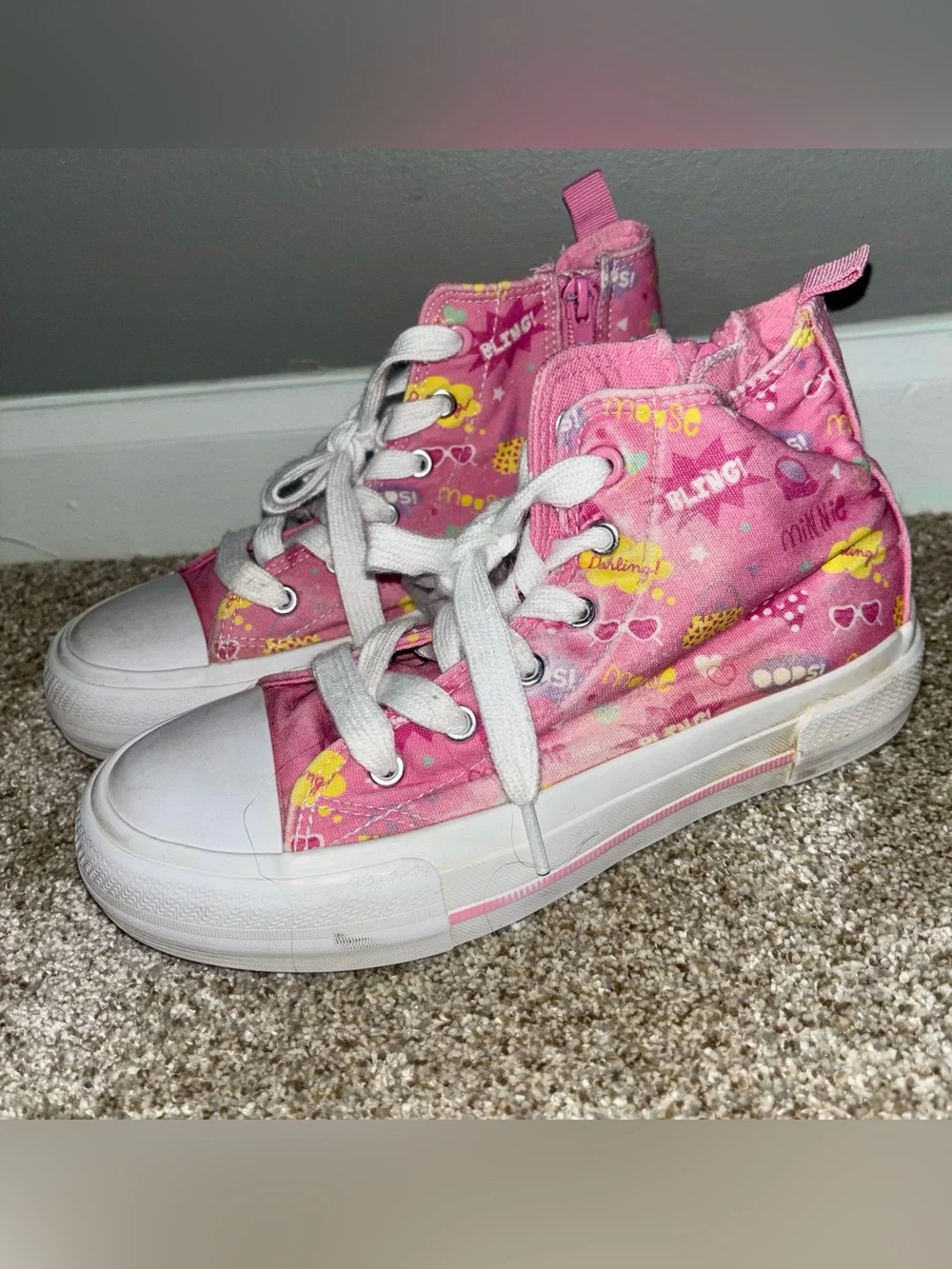 Pink High-Top Kids Sneakers